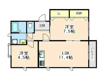 ガーデンハウス東落合3号棟(2LDK/2階)の間取り写真