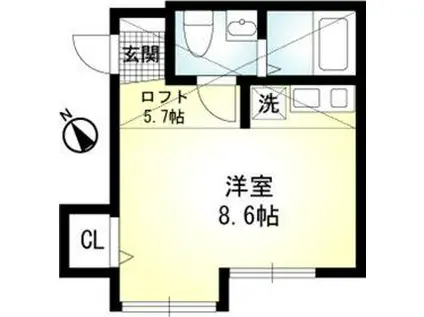 RCスリーレ東十条(ワンルーム/1階)の間取り写真