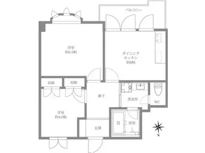 東邦ビル北里(2DK/3階)の間取り写真