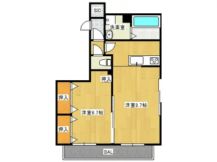リコグラン井口(1LDK/2階)の間取り写真