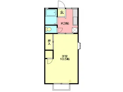 カサ・エルモーサ(1K/1階)の間取り写真