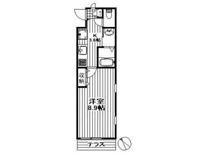 AZURE三宿(1K/1階)の間取り写真