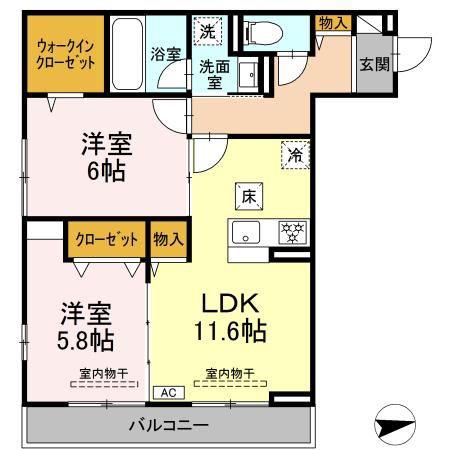 プランドール湘南(2LDK/1階)の間取り写真