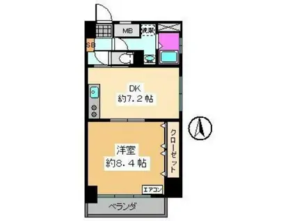 豊栄ビル(1DK/2階)の間取り写真