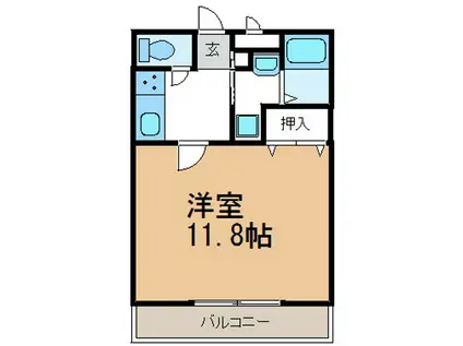 アンプルール リーブル 悠I(1K/2階)の間取り写真