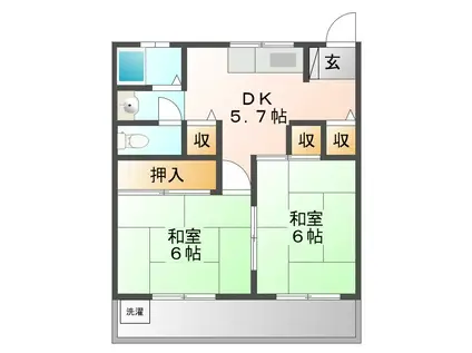 コーポグリーンフクタ(2DK/2階)の間取り写真