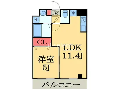 ALBION新検見川(1LDK/1階)の間取り写真