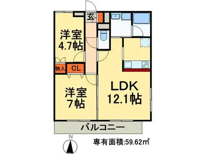 メゾンドペペメメ(2LDK/1階)の間取り写真