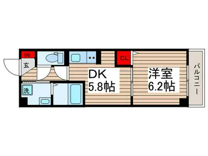ルリアン北小岩III(1DK/3階)の間取り写真