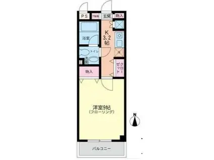 グランドテラス深見台(1K/2階)の間取り写真