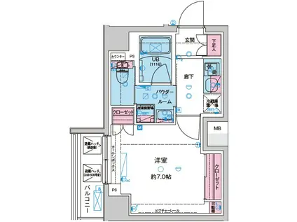 GENOVIA北池袋II(1K/1階)の間取り写真