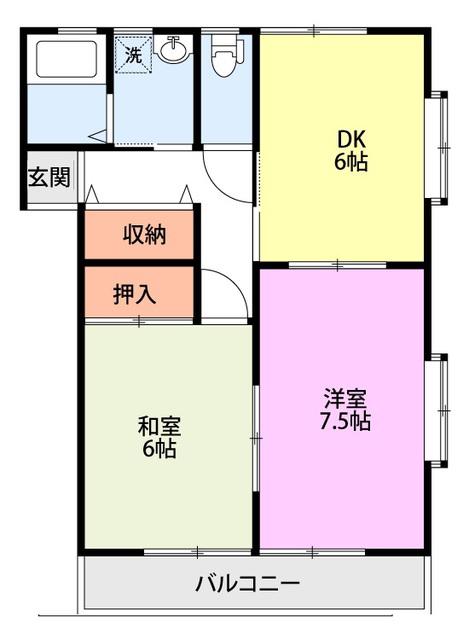 ヴィラージュ・ベンA/B(2DK/2階)の間取り写真