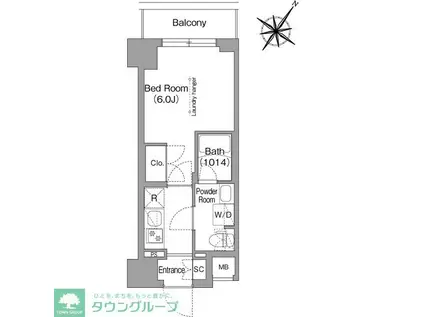 コンフォリア・リヴ横浜阪東橋(1K/2階)の間取り写真