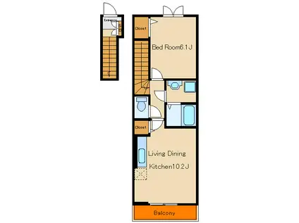 チェリーあい(1LDK/2階)の間取り写真