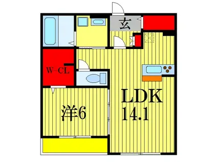 RESIDENCE H(1LDK/3階)の間取り写真