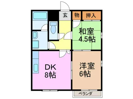 アーバンポイント鳴海(2DK/4階)の間取り写真