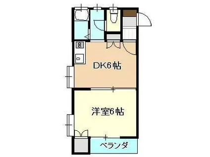 ビュロK(1DK/2階)の間取り写真