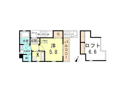 グランメール腕塚町8丁目(1K/2階)の間取り写真