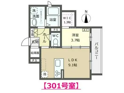 ARISTIO(1LDK/3階)の間取り写真