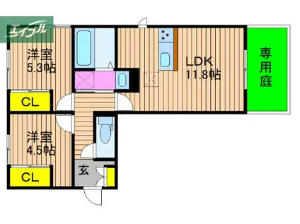 ラ フィオーレ(2LDK/1階)の間取り写真