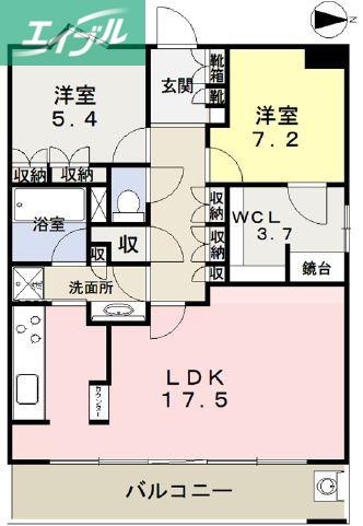 フォレストビュータワー鹿田町1(2SLDK/3階)の間取り写真