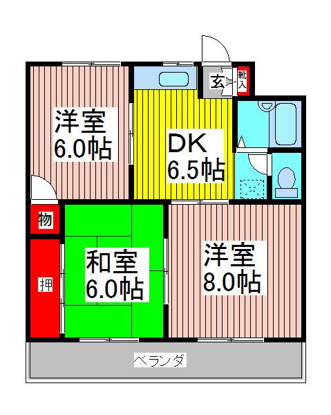 大野ハイツ(3DK/2階)の間取り写真