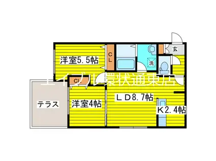 ブランシャールN18 イースト(2LDK/1階)の間取り写真