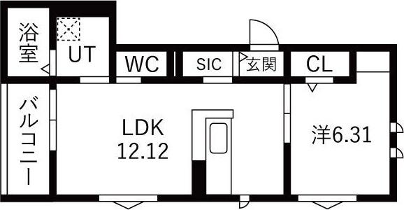  西新町PJ(1LDK/1階)の間取り写真