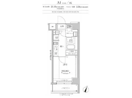 リルシア横濱元町(1K/7階)の間取り写真