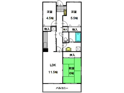 ソシアル検見川2(3LDK/5階)の間取り写真