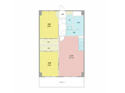 シーズンコート金山(2LDK/2階)の間取り写真