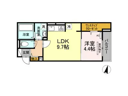オリヴィエ西町(1LDK/2階)の間取り写真