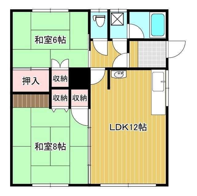 鉄南ハイツ(2LDK/1階)の間取り写真