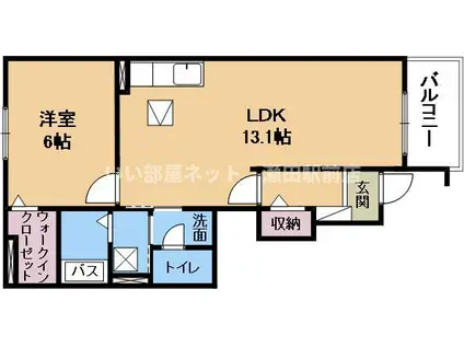 プラシードIII(1LDK/1階)の間取り写真