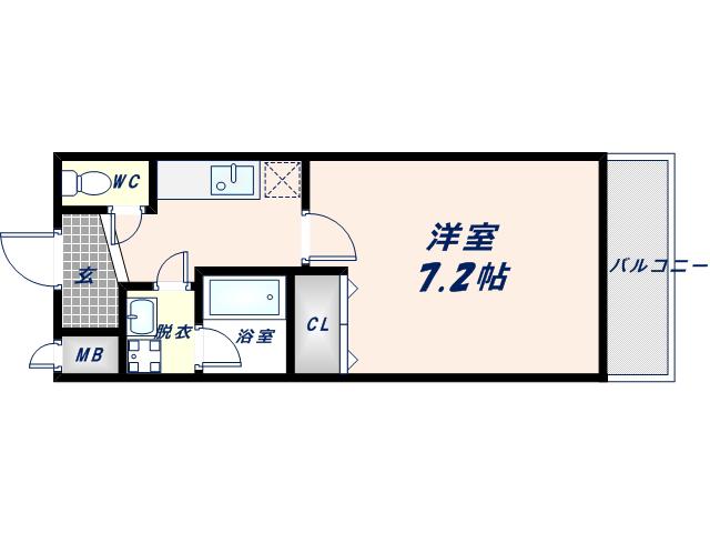 アルベージュ八戸ノ里 II番館(1K/2階)の間取り写真