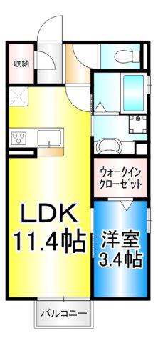 ブライト・フルール(1LDK/1階)の間取り写真