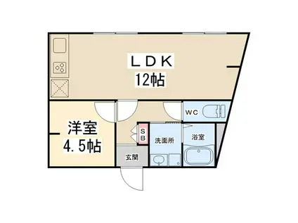 LA VIDA 花屋敷II(1LDK/1階)の間取り写真