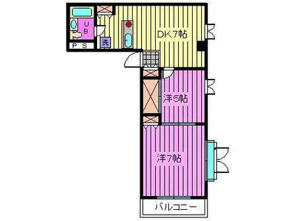 コーポKEN(2DK/4階)の間取り写真