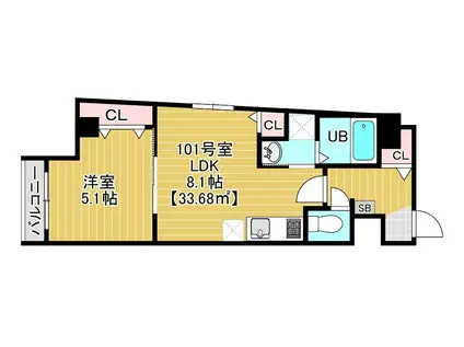 ARCRESIDENCE向島(1LDK/1階)の間取り写真