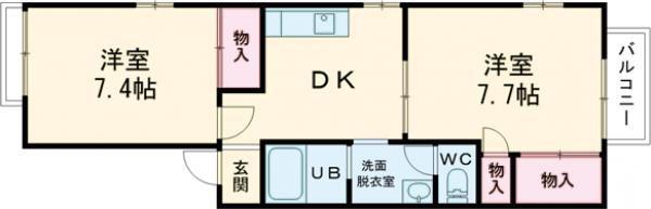 ロイヤルパレスA(2DK/2階)の間取り写真