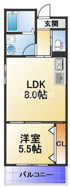 グランイニシオ都島(1LDK/5階)の間取り写真