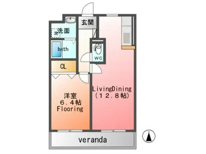 ソル・レヴァンテII(1LDK/1階)の間取り写真