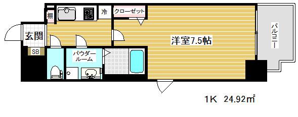 レジュールアッシュ神戸元町(1K/9階)の間取り写真