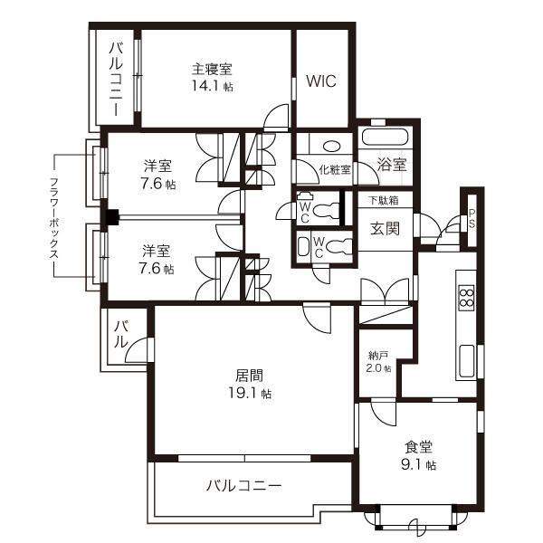 テラス成城ウエスト(4LDK/2階)の間取り写真