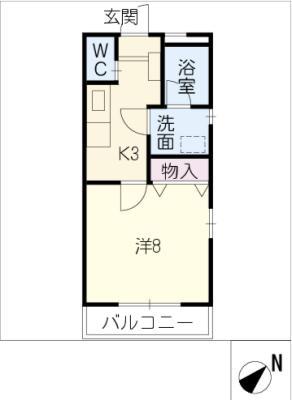 地下鉄東山線 東山公園駅(愛知) 徒歩6分 2階建 築25年(1K/2階)の間取り写真