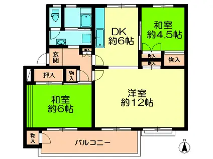 西大寺7号棟(3DK/4階)の間取り写真