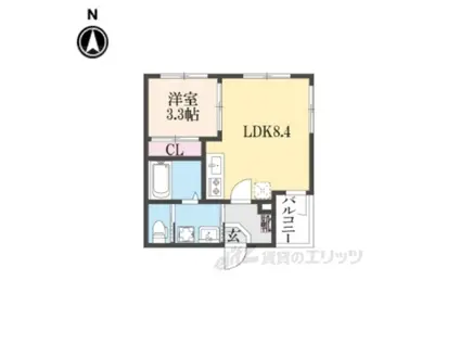 メゾン・ド・勧修寺(1LDK/2階)の間取り写真