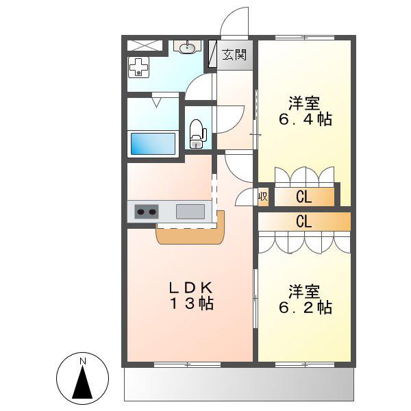 ルミナスハイム(2LDK/1階)の間取り写真