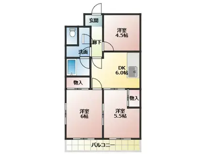 バイオレットハイツ土屋(3DK/1階)の間取り写真