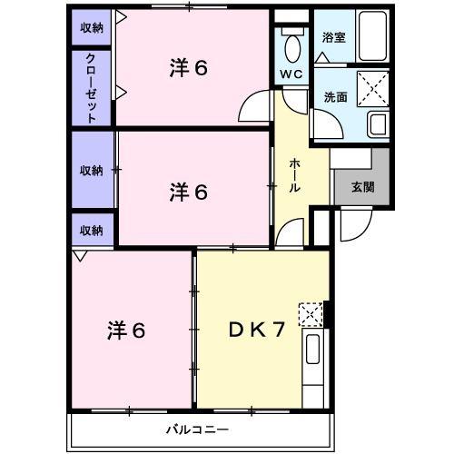 アーバンハウス鴨川(3DK/3階)の間取り写真